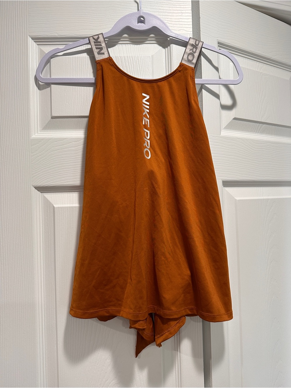 Nike Pro Dri-FIT Open Back Tie Tank Top Burnt Orange Rust Women's Medium M